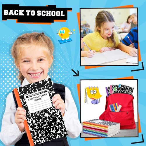 Fainne 100 Pack A5 Composition Notebooks Bulk College Ruled Composition Notebooks Marble Covers Notebook for Student Classroom Office Supplies 30 Sheet/60 Page(Multicolor Spine) - color: Multicolor Spine