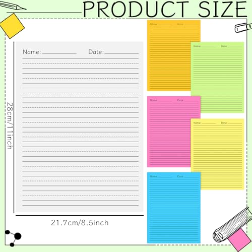 Marspark 300 Sheets Kindergarten Writing Paper with Lines 8.5 x 11'' Double Sided Color Wide Ruled Write Beginner Paper Level 1 Back to School Supplies for Letter Positioning Handwriting Practice