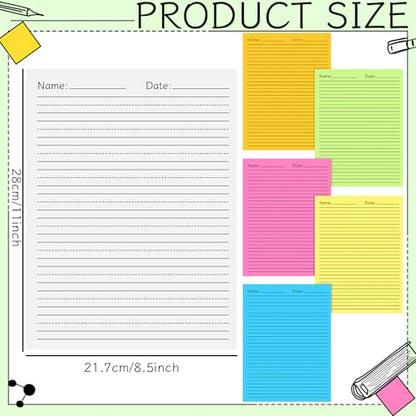 Marspark 300 Sheets Kindergarten Writing Paper with Lines 8.5 x 11'' Double Sided Color Wide Ruled Write Beginner Paper Level 1 Back to School Supplies for Letter Positioning Handwriting Practice