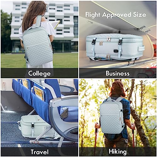 MOMUVO Large Travel Backpack Women, Flight Approved Carry On Backpack, Water Resistant Anti-Theft Large Casual Daypack Fit 17 Inch Laptop with USB Charging Port, Blue - color: Blue, size: 17.3 inch