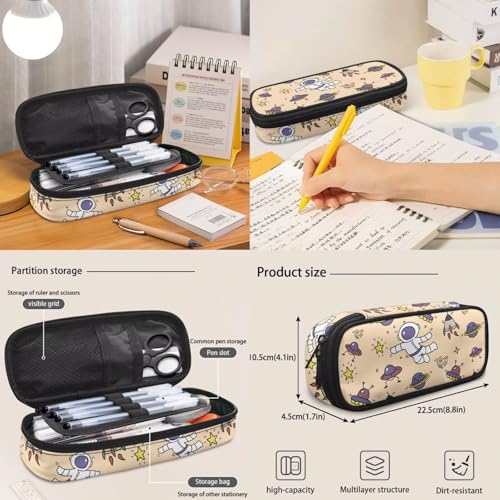 Boys Cartoon Astronaut Print 4 in 1 Backpack Set - 17 Inch Kids Elementary School Bookbag with Insulated Lunch Box, Pencil Case & Water Bottle Holder - color: Cartoon Astronaut