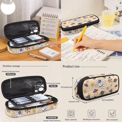 Boys Cartoon Astronaut Print 4 in 1 Backpack Set - 17 Inch Kids Elementary School Bookbag with Insulated Lunch Box, Pencil Case & Water Bottle Holder - color: Cartoon Astronaut