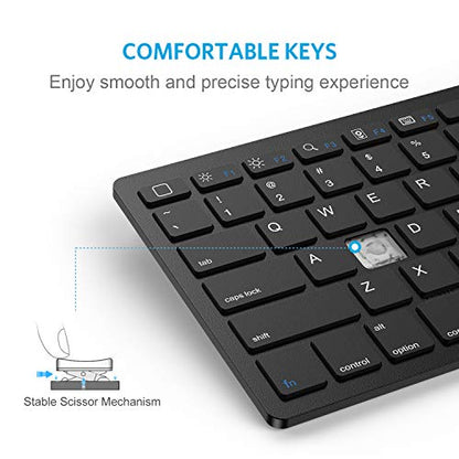OMOTON Bluetooth Keyboard Compatible with iPad A16 11th 10th Generation, iPad 10.2 (9th/8th/7th), iPad Pro 13/12.9/11 inch, iPad Air/Mini, iPhone and More iOS Devices, Black - color: Black