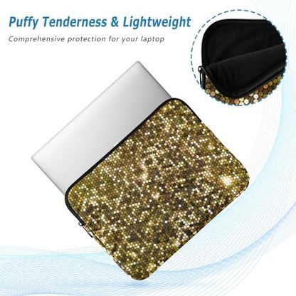 Laptop Sleeve Gold Glitter Computer Carrying Case Notebook Briefcase Tablet Puffy Cover Durable Waterproof PC Bag for 13.3-14" Pro Air Max - color: Multi-006