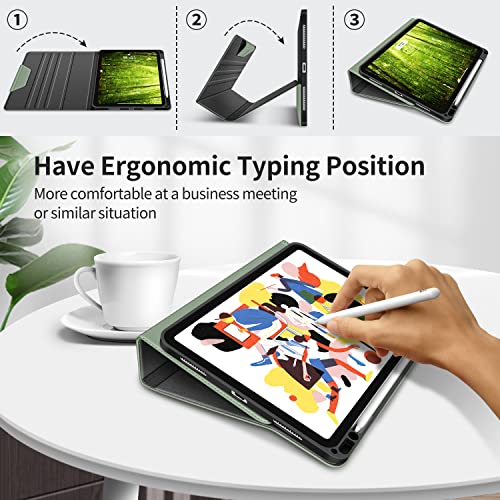 H HOLIMET Case for iPad Air 11 inch 2026 M4/M3 2025/2024 M2 iPad Air 5th Generation 2022/iPad Air 4th Generation 2020 10.9 Inch with Pencil Holder Shockproof Protective Cover Vegan Leather - color: Green 2nd