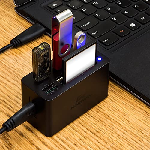 Kingwin USB C Hub Adapter w/ Card Reader Write & USB 3.0 HUB - Thunderbolt 3 Supports High Speed SD MS Micro M2 CF For Macbook, Laptop, Desktop type-c - style: USB C