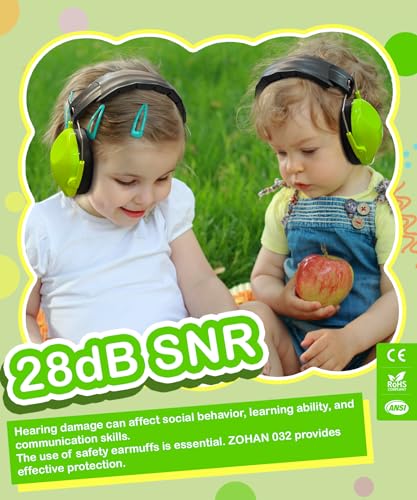 ZOHAN Kids Noise Cancelling Headphones - 25dB NRR Kids Ear Protection 2 Pack, Hearing Protection Safety Ear Muffs for School Monster Truck Fireworks Travel Studying Concerts Autism, Blue and Green - color: 2pack - Blue+green