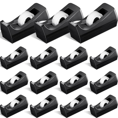 Colarr 15 Pack 30 Pack Desktop Tape Dispenser Non Skid Base Tape Dispensers Desk Black Tapes Roll Dispenser for Classroom Office Home, Tapes Not Included