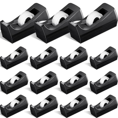 Colarr 15 Pack 30 Pack Desktop Tape Dispenser Non Skid Base Tape Dispensers Desk Black Tapes Roll Dispenser for Classroom Office Home, Tapes Not Included
