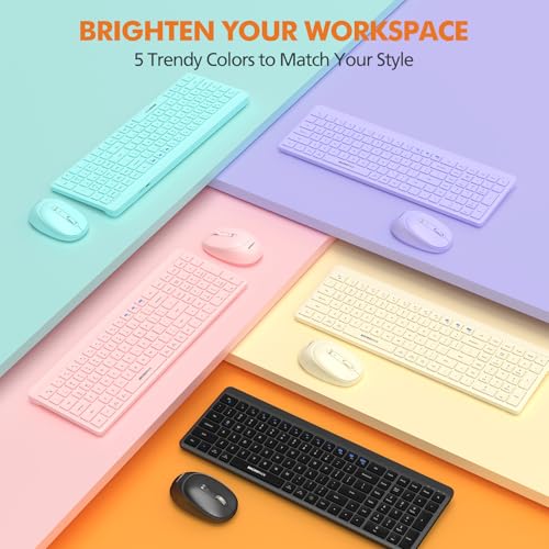 Wireless Keyboard and Mouse Combo for Desktop Mac iPad Bluetooth 2.4 Ghz Rechargeable Silent Click with Number Pad Black Compatible with Pc, Laptop, Tablet (Black) - color: Black