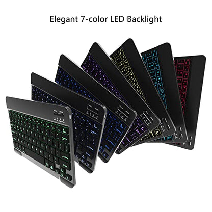 7 Color Backlit Bluetooth Keyboard for iPad 11th 10th Gen, iPad Pro M4 13 12.9 11 inch, iPad Air M3 M2 5th 4th Generation, iPad Mini iPhone Rechargeable Android Tablet Phone Wireless Keyboard (Black)