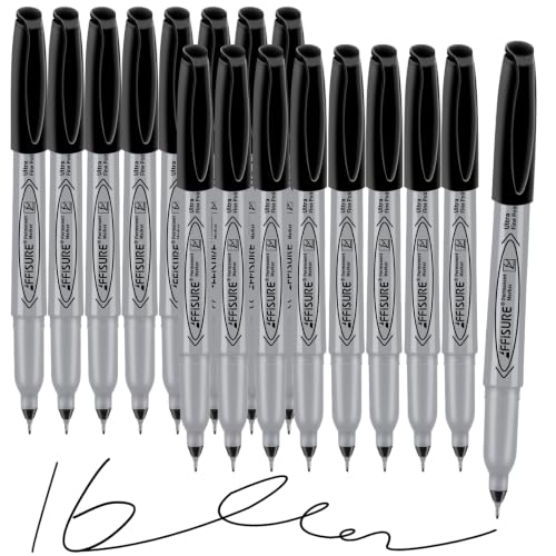 Permanent Markers, Ultra Fine Point, Black, 16 Count, 0.4mm, Fine tip permanent marker set, quick dry, waterproof, fading resists, durable, marks on paper, glass, ceramic, plastic, wood, rock, metal - color: black Ultra 16
