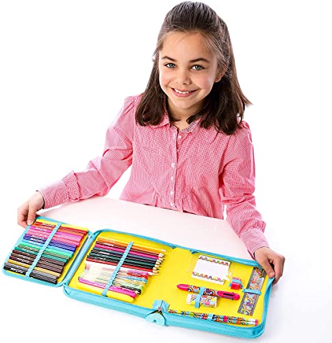 GirlZone 43-Piece Rainbow Filled Pencil Case with Supplies - Ages 7+ - Art Kit, Marker Binder & Stationery Set for Kids
