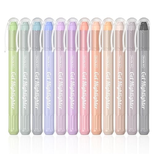 Shuttle Art Bible Highlighters and Pens No Bleed, 12 Mild Colors Gel Highlighters No Bleed Through, Bible Journaling Supplies, Great for Journaling Highlighting and Studying - color: 12 Mild Colors