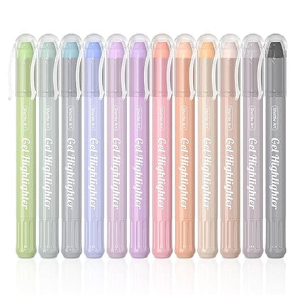 Shuttle Art Bible Highlighters and Pens No Bleed, 12 Mild Colors Gel Highlighters No Bleed Through, Bible Journaling Supplies, Great for Journaling Highlighting and Studying - color: 12 Mild Colors