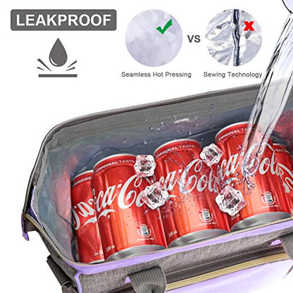 IDEATECH Insulated Lunch Bag Women, Stylish Adult Lunch Box for Working Mom, Leakproof Large Cooler Tote with Adjustable Strap & Pockets for Office Picnic Travel (Purple) - color: Purple