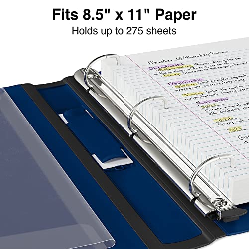 Staples Better Binder 1 Inch 3-Ring Binder, Navy Blue, Wide Spine View Binder with Locking Rings, Durable School & Office Binder, 3 Pack - color: Blue, size: 1-Inch, style: 3 Pack