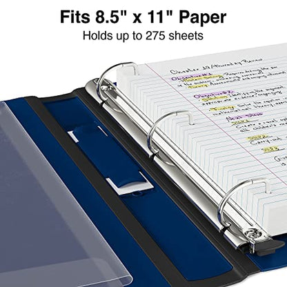 Staples Better Binder 1 Inch 3-Ring Binder, Navy Blue, Wide Spine View Binder with Locking Rings, Durable School & Office Binder, 3 Pack - color: Blue, size: 1-Inch, style: 3 Pack