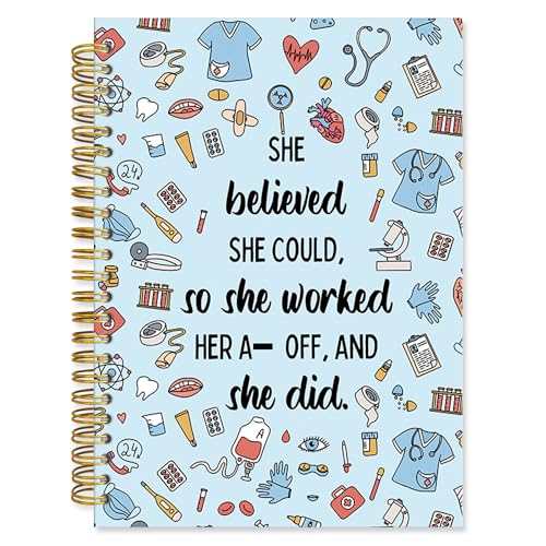 Blue Nurse Spiral Notebook Gifts, Nursing School Student Hardcover Lined Notebooks Journal for Office Work, Future Nurse RN Appreciation Thank You Gifts for Nurses Week Notebook A5 5.5x8.3 - color: nurse-A
