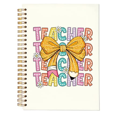 Teacher Notebook Journals, Teacher Appreciation Gifts for Women, Cute Bow Hardcover College Ruled Spiral Notebook Journal for Work Notes Journaling, 5.5x8.3 Inch - color: Bow
