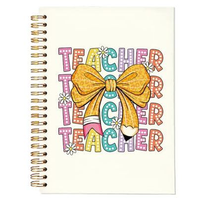 Teacher Notebook Journals, Teacher Appreciation Gifts for Women, Cute Bow Hardcover College Ruled Spiral Notebook Journal for Work Notes Journaling, 5.5x8.3 Inch - color: Bow