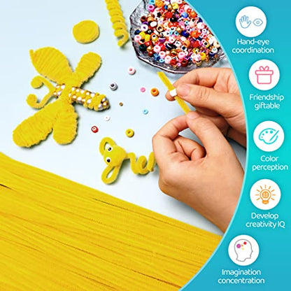 Iooleem 200pcs Yellow Pipe Cleaners, Chenille Stems, Pipe Cleaners for Crafts, Pipe Cleaner Crafts, Art and Craft Supplies. - color: Yellow, size: Small Pack