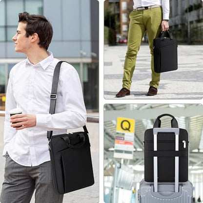 Laptop Case Shoulder Sleeve Bag Compatible with 14" MacBook Pro M5 M4 M3 M2 M1/13.6" MacBook air M4 M3 M2/13 MacBook Neo, Chromebook Notebook Portable Carrying Messenger Computer Bag, Black - color: Black