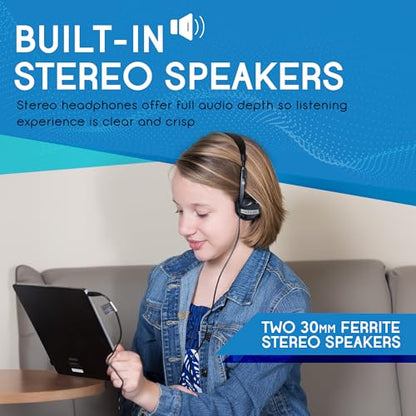 Egghead Over-Ear Kids' Stereo Headphones with 3.5 mm. Audio Jack and 4'3" Cord, Adjustable Stereo School Headphones for Kids, Pack of 20, Black - size: 20 Pack