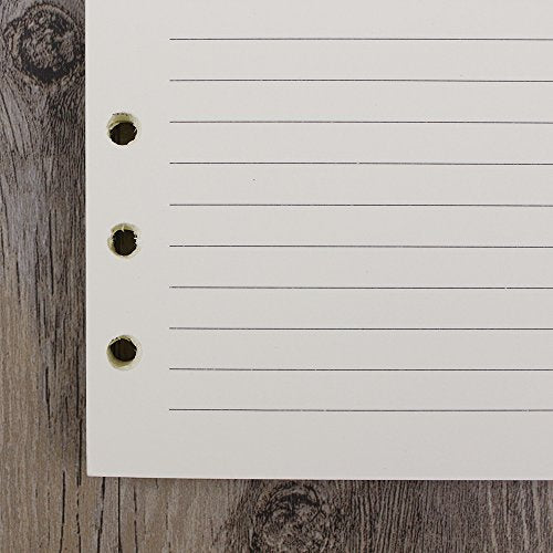 6-Ring A6 Binder/Planner Refill Paper, 6 Hole,6 3/4 x 4 1/8 Inches Refillable White Paper for Loose Leaf Binder Notebook Diary Traveler Journal Inserts, 80 Sheets/160 Pages,Lined