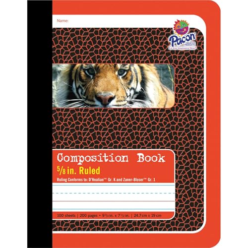 Pacon 2427 Composition Book, 5/8 Ruling, 9 3/4 x 7 1/2, 100 Sheets - color: Red, size: 9-3/4" x 7-1/2" 5/8-in. Ruled