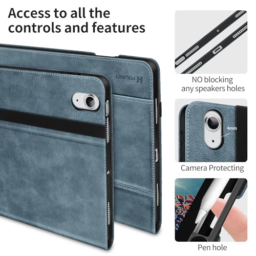 H HOLIMET Case for iPad Air 11 Inch 2026 M4/M3/M2 (2025/2024)/iPad Air 4th/5th Generation 10.9-inch with Pencil Holder Pocket Typing Angle Auto Sleep/Wake Muti-Stand Vegan Leather - color: Blue