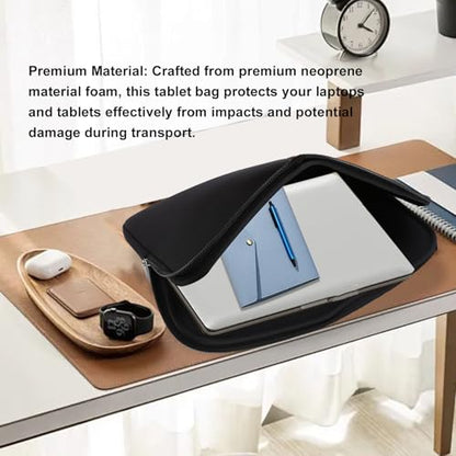 RiToEasysports Tablet Travel Bag, Portable Tablet Carrying Cases Water Proof Neoprene Foam Laptop Bag with Zip for Laptop Notebook Black - size: 11 Inch