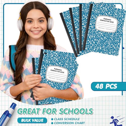 Fulmoon 48 Pcs Composition Notebook Bulk Wide Ruled Hard Cover Notebook 30 Sheets/60 Pages for School College Journal Writing Programs Art Recipes 10.12 x 7.2 Inch, Blue - color: Blue, style: Wide Ruled