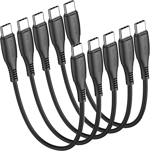 USB C to C Cable 1FT 5Pack, Short 12inch USB-C 60W Fast Charging Cords for iPhone 17 16, for Samsung Galaxy S25 S24 S23, Air 2020, iPad Pro, Power Bank and Other Type c Devices - size: 1 FT (Regular)