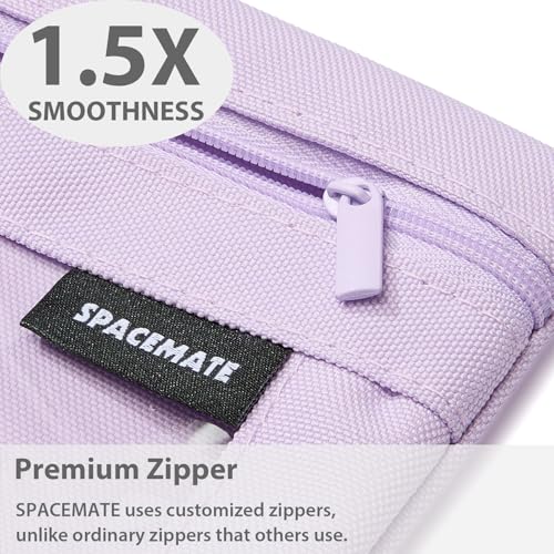 SPACEMATE Binder Pencil Pouch Case Box Bag for 3 Ring Binder School Supplies Girls Boys Kids, Clear Preppy Stuff Large Aesthetic Pen Organizer, Back to College Stationary, 1 Pack, Light Purple - color: Light Purple