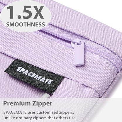 SPACEMATE Binder Pencil Pouch Case Box Bag for 3 Ring Binder School Supplies Girls Boys Kids, Clear Preppy Stuff Large Aesthetic Pen Organizer, Back to College Stationary, 1 Pack, Light Purple - color: Light Purple