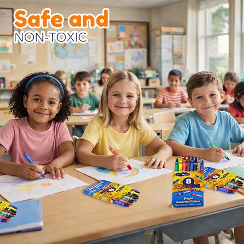 4E's Novelty 48 Boxes of 8-Packs Bulk Crayons for Kids, Classroom Crayons Bulk Teachers Supplies, School Supplies, Restaurants, Birthday Party Favors Non-Toxic (48 of 8-Packs) - style: 48 of 8-Packs