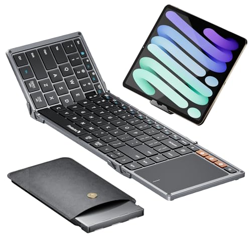 ProtoArc Foldable Keyboard with Touchpad, XK01 TP Folding Portable Keyboard, Full Size Keys, Large Trackpad Bluetooth Travel Keyboards for Laptop PC Tablet - Gray - color: Gray