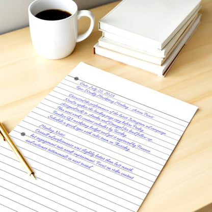 Loose Leaf Paper, 50 Sheets, Wide Ruled Filler Notebook Paper, 8" x 10.5", Bulk Notebook Papers,3 Hole Punched Loose Leaf Paper for 3 Ring Binders,Loose Leaf Office Paper, (White)