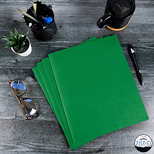 FILE-EZ Two-Pocket Folders, Green, 125-Pack, Textured Paper, Letter Size (EZ-32460) - color: Green, size: 125 Folders