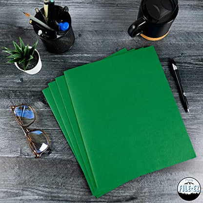 FILE-EZ Two-Pocket Folders, Green, 125-Pack, Textured Paper, Letter Size (EZ-32460) - color: Green, size: 125 Folders