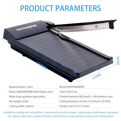 Mini Paper Trimmer,Guillotine Compact Paper Cutter, 1/4-Inch Grid for Precision Cutting, Straight Cuts Up to 3 Sheets, Perfect for Photos,Coupons,Card Making and Small Craft Projects (Grey) - color: Grey