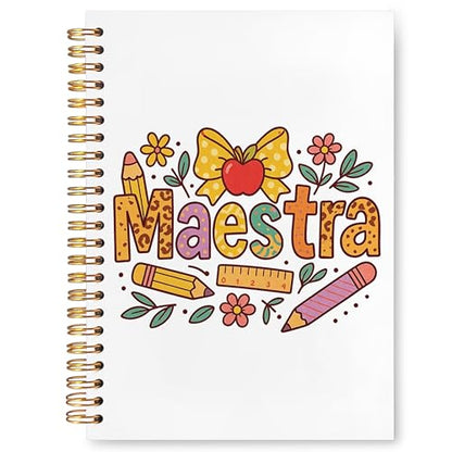 JUDFNCDE Teacher Maestra Appreciation Gifts, Regalo Para Maestra, Floral Leopard Print Hardcover Notebook Journal 5.5 x 8.3 - color: Maestra-Leopard Print
