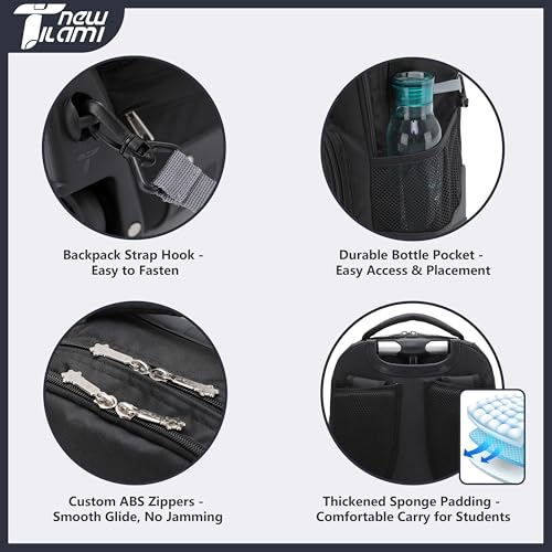 NEW TILAMI 18 inch Rolling Backpack for Kids - Waterproof, Stair-Climbing, Durable, Personalized Design for School, Travel, Black - color: Black