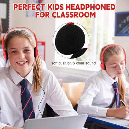 Konohan 30 Pack Headphones Bulk Headphone for School Classroom Student Wired Headphones Adjustable with 3.5 mm Jack for Adults (Red) - color: Red