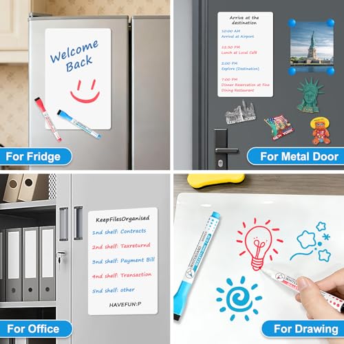 Magnetic Whiteboard for Fridge, 17" x 11" Dry Erase Board Set with Markers & Eraser, Strong Magnet & Stain-Resistant Surface, Fridge Calendar for Notes, Grocery List, Meal Planning & Family Schedule - size: 17"W x 17"H, style: 1 Pack