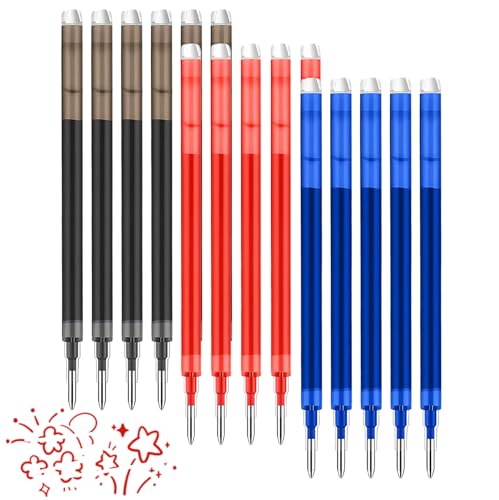 0.7 mm Erasable Gel Ink Pen Refills Compatible with Frixion Friction, Smooth Writing Multicolor Retractable Fine Point Pen Refill for School Office Home Art (Blue &Black &Red, 16) - style: Blue &Black &Red