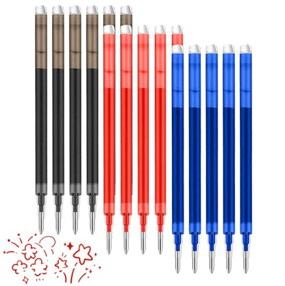 0.7 mm Erasable Gel Ink Pen Refills Compatible with Frixion Friction, Smooth Writing Multicolor Retractable Fine Point Pen Refill for School Office Home Art (Blue &Black &Red, 16) - style: Blue &Black &Red