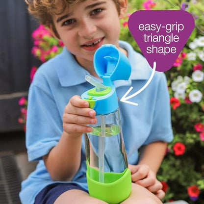 b.box Kids Water Bottle – Tritan Toddler Drink Bottle with Straw for School, Daycare, Travel w/ Easy-Grip Triangular Design, Leak Proof Lid & Handle, BPA Free, Dishwasher Safe (Passion Splash) - color: Purple, size: 15 Ounces