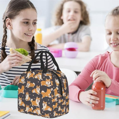 Shiba Inu Brown Lunch Box - Insulated Lunch Bags for Kids Boys Girls Reusable Lunch Tote Bags, Perfect for School/Camping/Hiking/Picnic/Beach/Travel - color: Brown